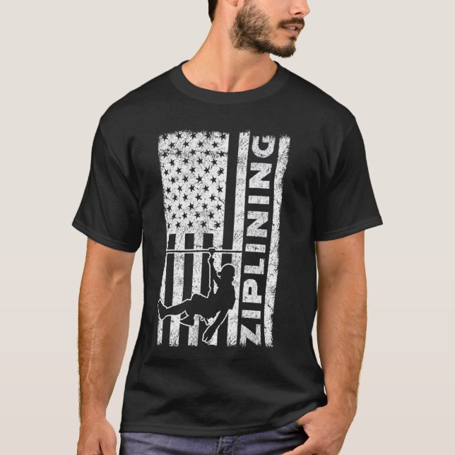 Zipline Ziplining USA T-Shirt (Vorderseite)
