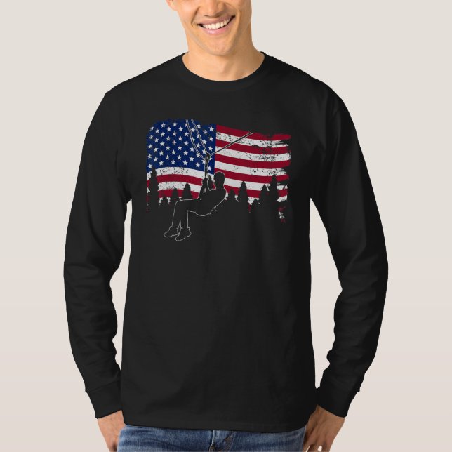 Ziplining USA American Flag Zipline Patriotic T-Shirt (Vorderseite)