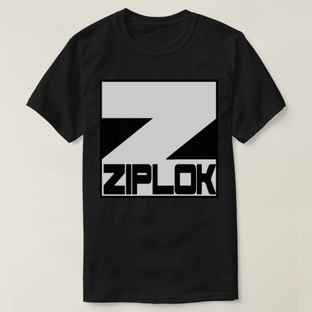 Ziplok - weißes Logo - schwarzer T - Shirt (Design vorne)