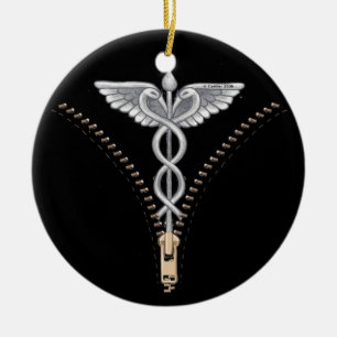 Zipper Caduceus Keramik Ornament