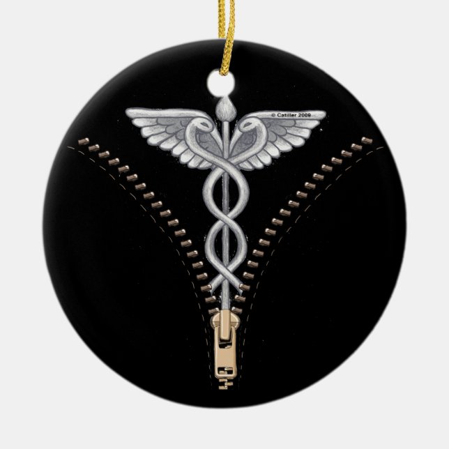 Zipper Caduceus Keramik Ornament (Vorne)