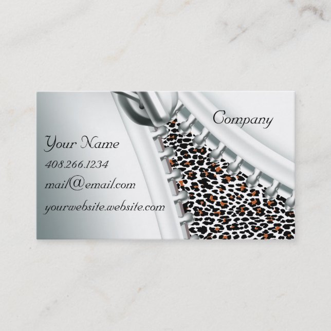 Zipper Cheetah Kalender Business Card Visitenkarte (Vorderseite)