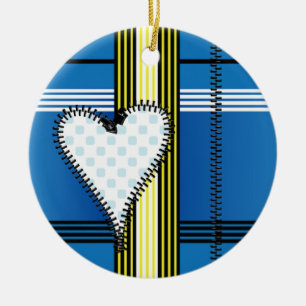 Zipper Outlinated Heart Keramik Ornament