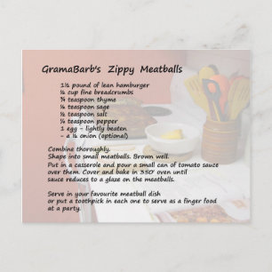 Zippy Meatballs Rezept Postkarte
