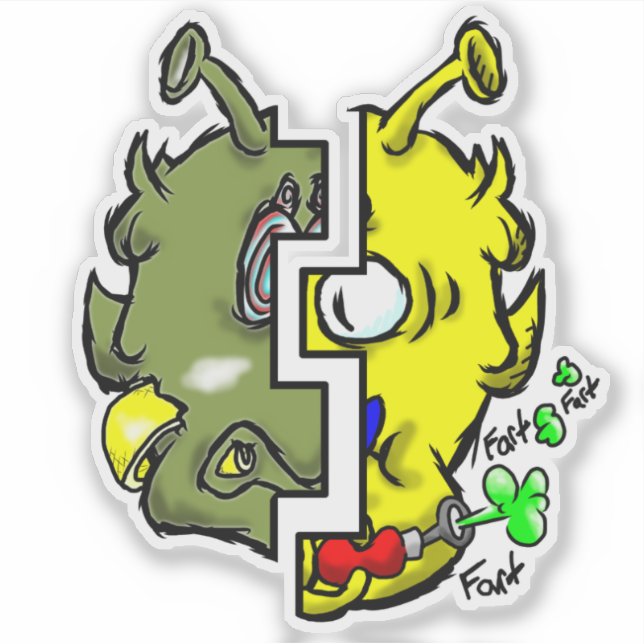 Zippy Trippy Alien Dazs 2-Face Yello/Gre Aufkleber (Vorderseite)