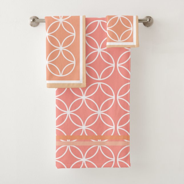 Zirkel Blätter Diamanten tausendjährige Pfirsich Badhandtuch Set (Insitu)