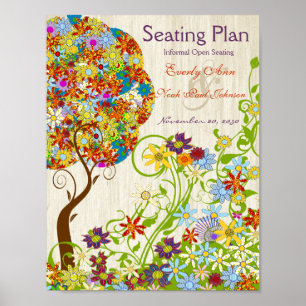 Zirkel Blume Tree Holzkörner Hintergrund Poster