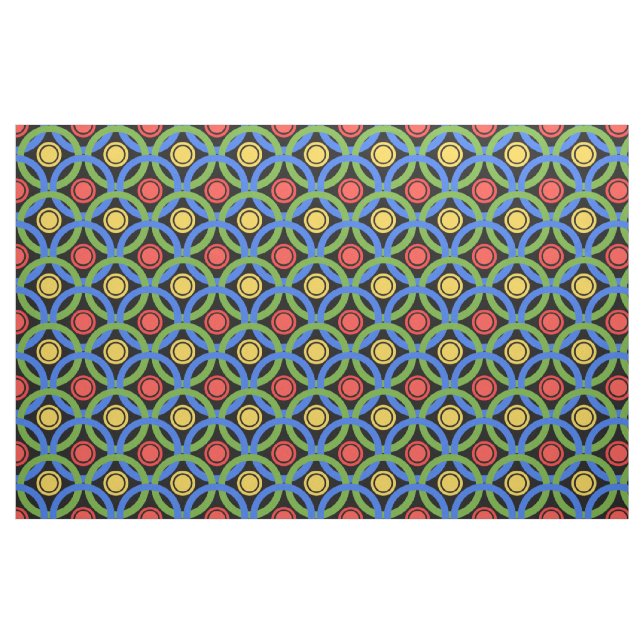 Zirkel, bunt, Regenbogenringe, Punkte auf schwarz Stoff (Fat Quarter (45,7 x 55,9 cm))