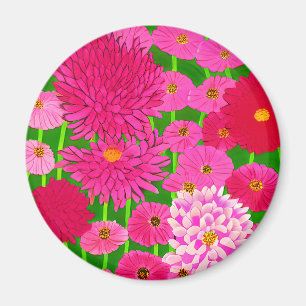 Zirkel der Blume, Fuchsienrosa Chrysanthemen Magnet