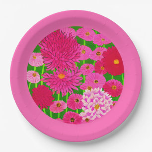 Zirkel der Blume, Fuchsienrosa Chrysanthemen Pappteller