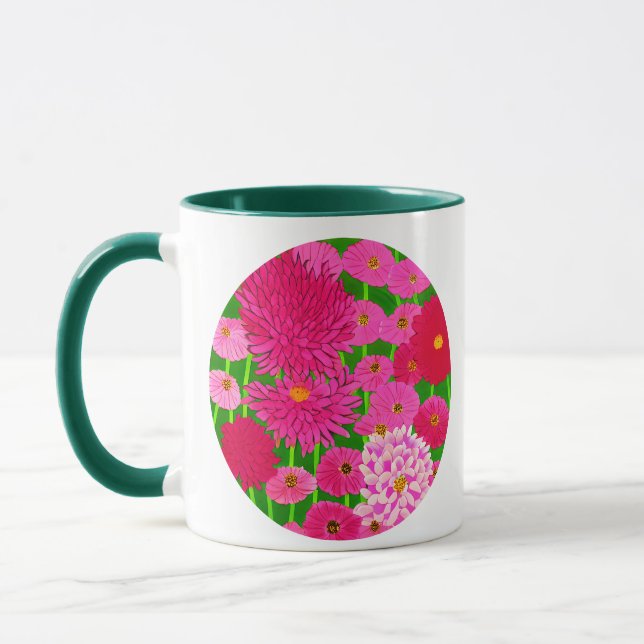 Zirkel der Blume, Fuchsienrosa Chrysanthemen Tasse (Links)