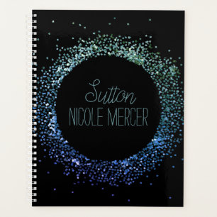 Zirkel des blauen Glitzer Planer