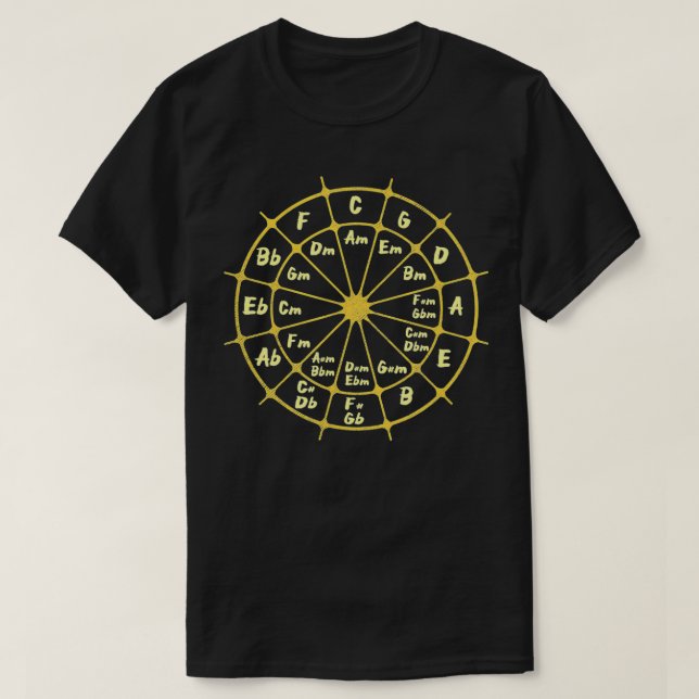 Zirkel des Fünften Musiktheorie-Akkorddiagramms T-Shirt (Design vorne)