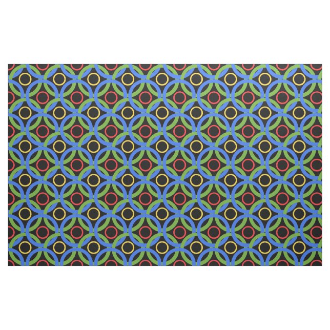 Zirkel, farbig, Regenbogenring auf schwarz Stoff (Fat Quarter (45,7 x 55,9 cm))
