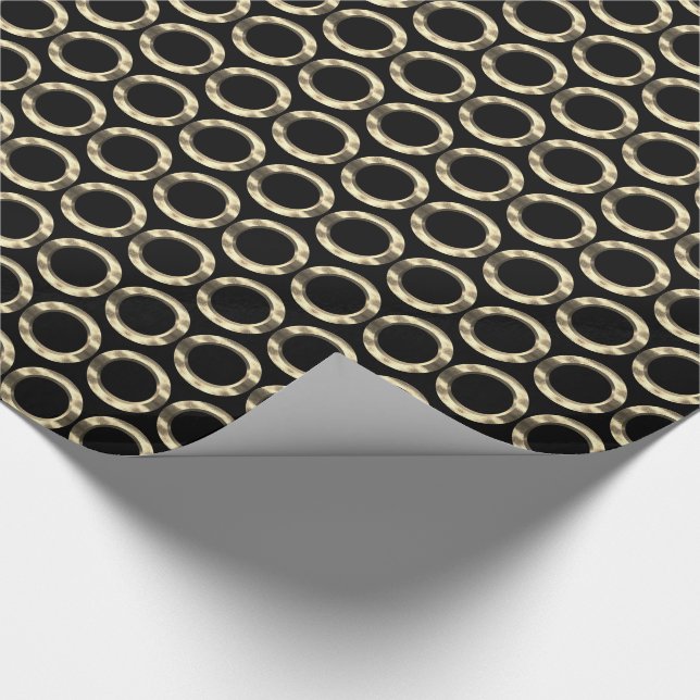 Zirkel Muster Golden Rings Geometric Black Gold Geschenkpapier (Ecke)
