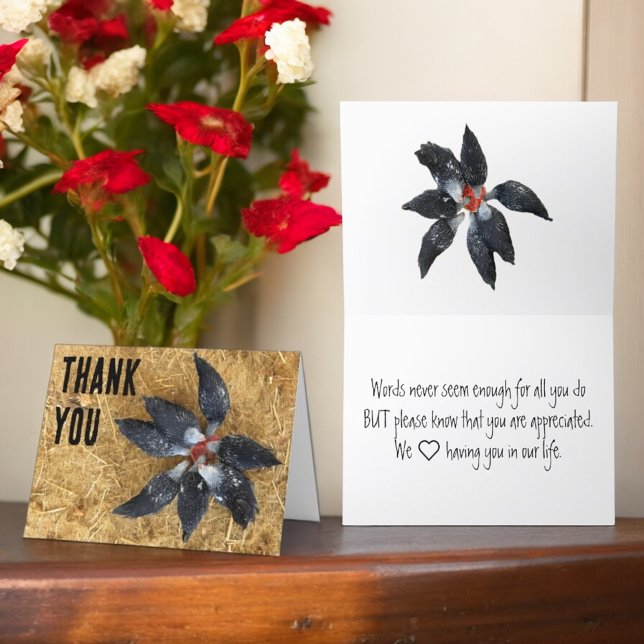 Zirkel von Schwarzen und Weißen Hühnern Eating Wat Karte (thank you note card front and inside)