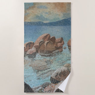 Zirkel von Stones Lake Tahoe Impressionismus Strandtuch