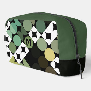 Zirkelmuster der schwarzen grünen Beige Brown Midj Waschbeutel