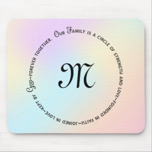 Zirkelzitat und Monogramm für Regenbogen Mousepad