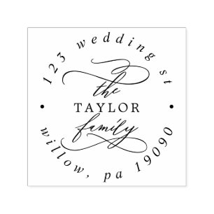 Zirkulare Adresse der Romantic Family Holiday Card Permastempel