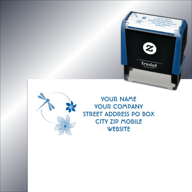 Zirkuläre Blume und Libellenanschrift Permastempel (Interesting detail and flowing art, will catch the eye.)