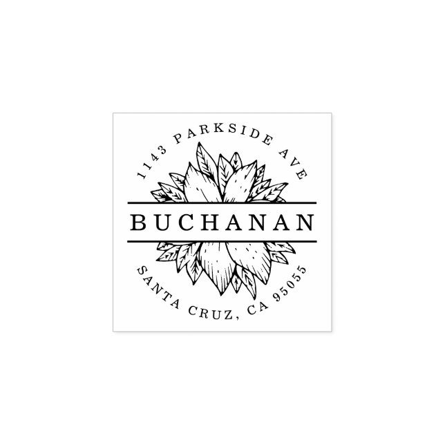 Zirkuläre botanische Rücksendeadresse Gummistempel (Prägung)