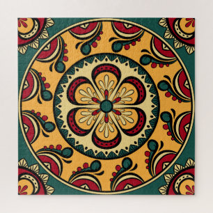 Zirkuläre Ornamente, farbenfrohe nahtlose Muster. Puzzle