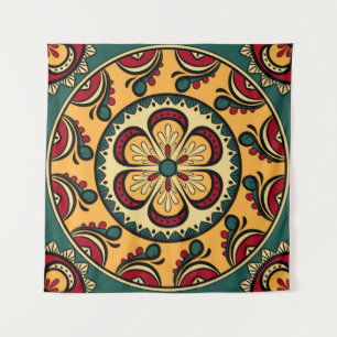 Zirkuläre Ornamente, farbenfrohe nahtlose Muster. Wandteppich