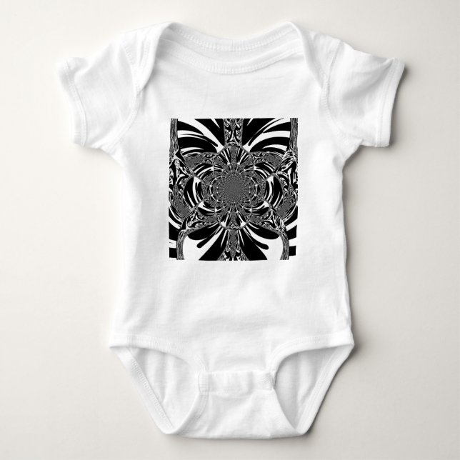 Zirkuläre Zebra Kaleidoskop Kunst Print Baby Strampler (Vorderseite)