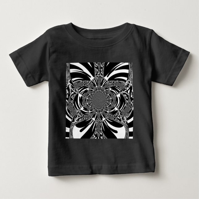 Zirkuläre Zebra Kaleidoskop Kunst Print Baby T-shirt (Vorderseite)