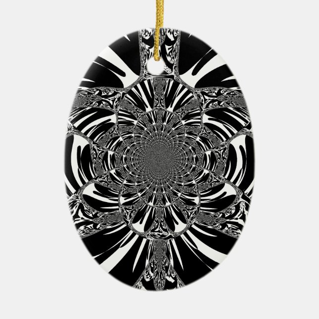 Zirkuläre Zebra Kaleidoskop Kunst Print Keramikornament (Vorne)