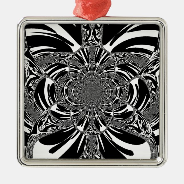 Zirkuläre Zebra Kaleidoskop Kunst Print Silbernes Ornament (Vorne)