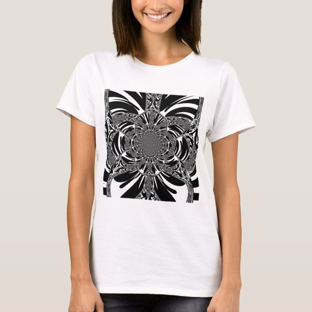 Zirkuläre Zebra Kaleidoskop Kunst Print T-Shirt (Vorderseite)