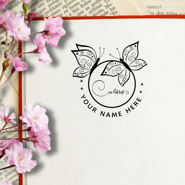Zirkulärer Schmetterling ex libris Briefmarke Gummistempel (Von Creator hochgeladen)