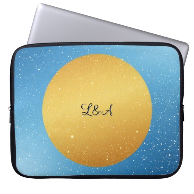 Zirkuläres goldenes Staubmuster Laptopschutzhülle (Vorderseite)