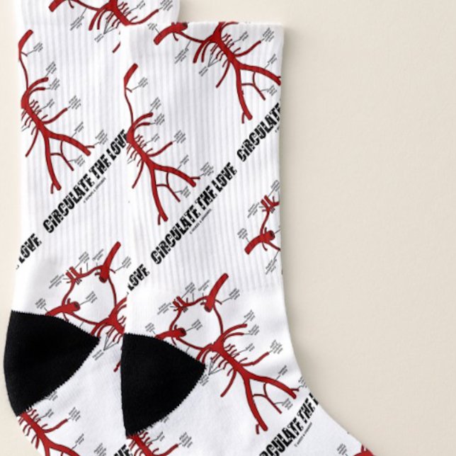 Zirkulieren des Liebe-Circle der Willis-Anatomie-R Socken (Pair of medical humor socks featuring Circle of Willis and the caption "Circulate The Love")