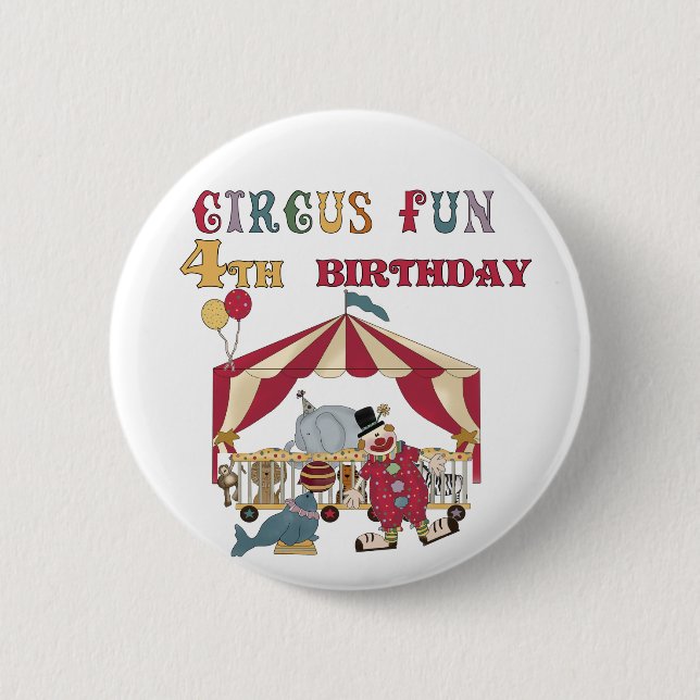Zirkus 4. Geburtstagsgeschenke und Geschenke Button (Vorderseite)