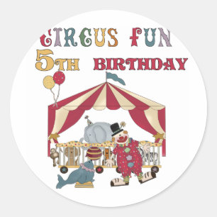 Zirkus-5. Geburtstags-T-Shirts und Geschenke Runder Aufkleber