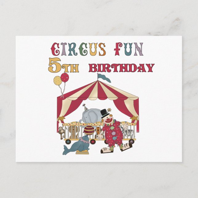 Zirkus 5. Geburtstagsgeschenke Postkarte (Vorderseite)