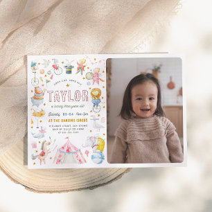 Zirkus   Aquarellkarneval Foto Geburtstag Einladung