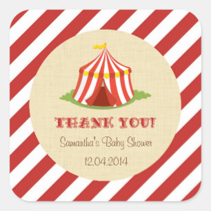 Zirkus-Babyparty-Aufkleber Quadratischer Aufkleber