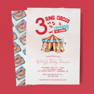 Zirkus Big Top Drillinge Babyparty Einladung