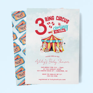 Zirkus Big Top Drillinge Babyshower Einladung