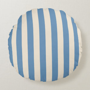 Zirkus-Blau-Creme-Streifen im Vintage-Stil   Retro Rundes Kissen