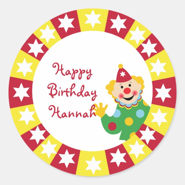 Zirkus Clown mit Sternklebern Runder Aufkleber (Vorderseite)