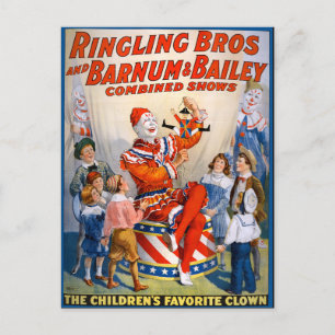 Zirkus Clown Show im Vintage-Stil Postkarte