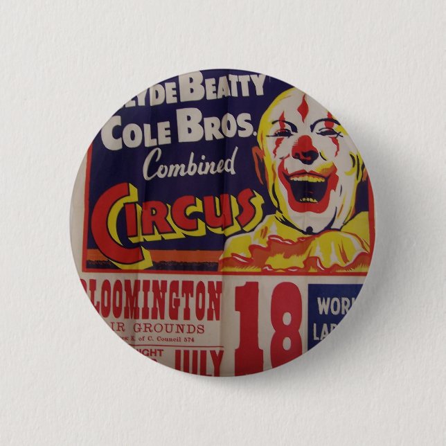 Zirkus, "Clyde Beatty und Cole Bros" Retro Theater Button (Vorderseite)
