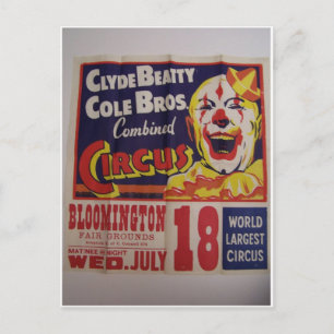 Zirkus, 'Clyde Beatty und Cole Bros' Retro-Theater Postkarte