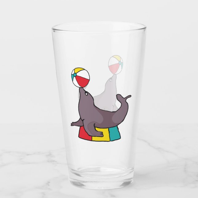 Zirkus Darstellendes Siegel Glas (Vorderseite)