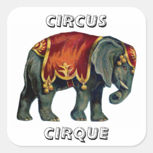 Zirkus-Elefant auf einer Vintage-Zirkus-Poster Quadratischer Aufkleber